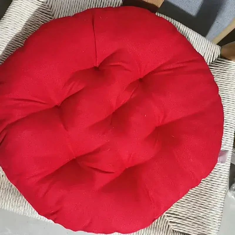 109 - Coussin de chaise rond matelassé rouge - Coussin Chaise