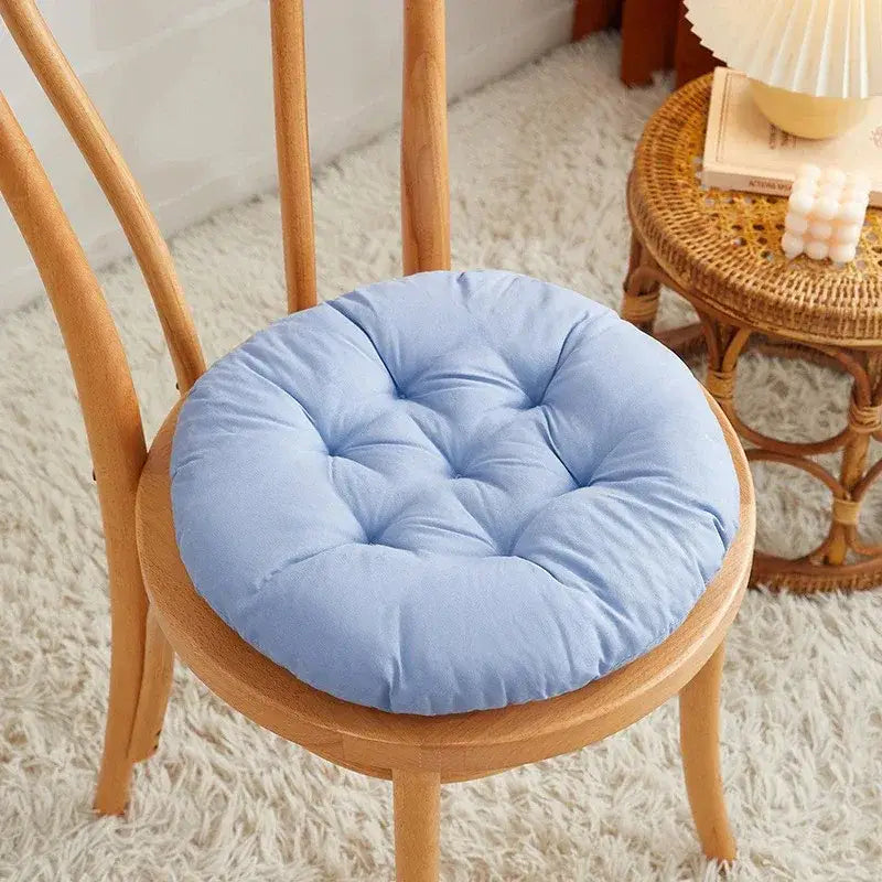 111 - Coussin de chaise rond matelassé bleu clair - Coussin Chaise