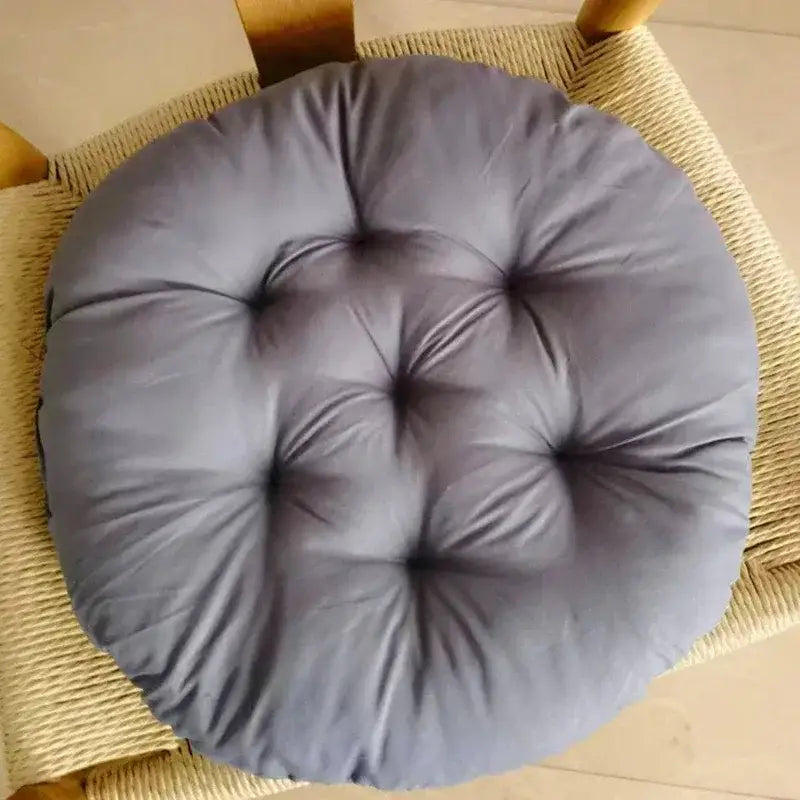 120 - Coussin de chaise rond matelassé gris foncé - Coussin Chaise