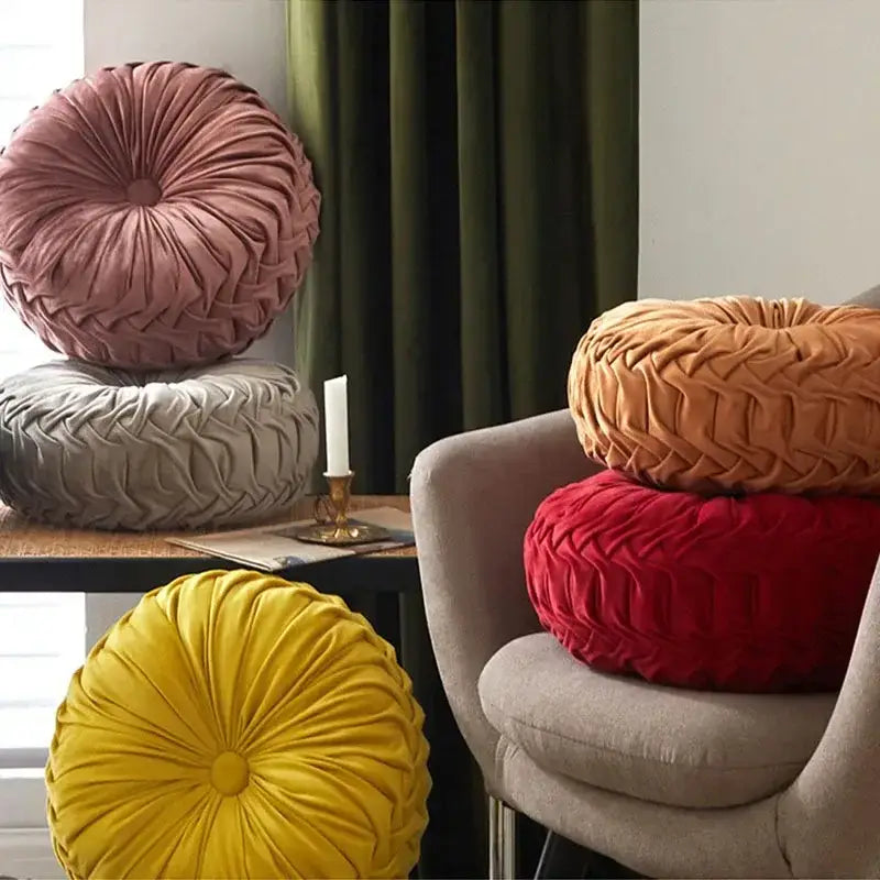 127 - Coussin de chaise épais plissé vert - Coussin Chaise