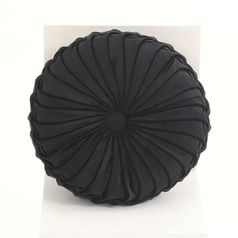 128 - Coussin de chaise rond plissé noir - Coussin Chaise