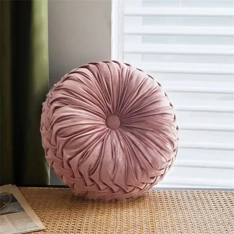 128 - Coussin de chaise rond plissé noir - Coussin Chaise