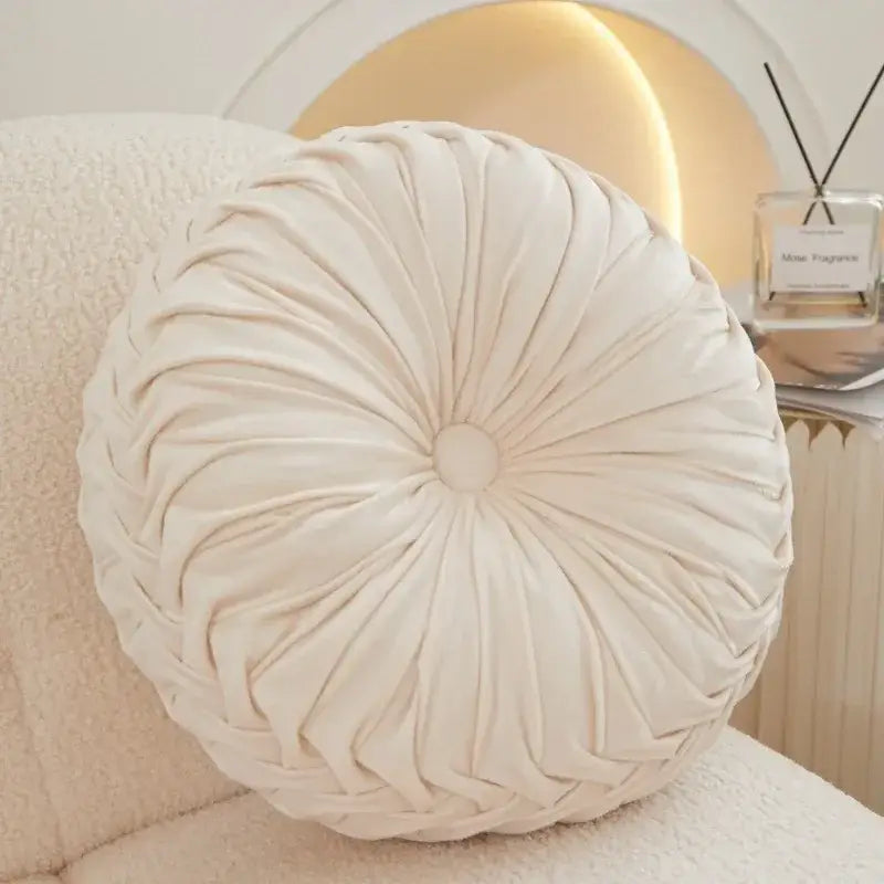 130 - Coussin de chaise rond plissé rose - Coussin Chaise