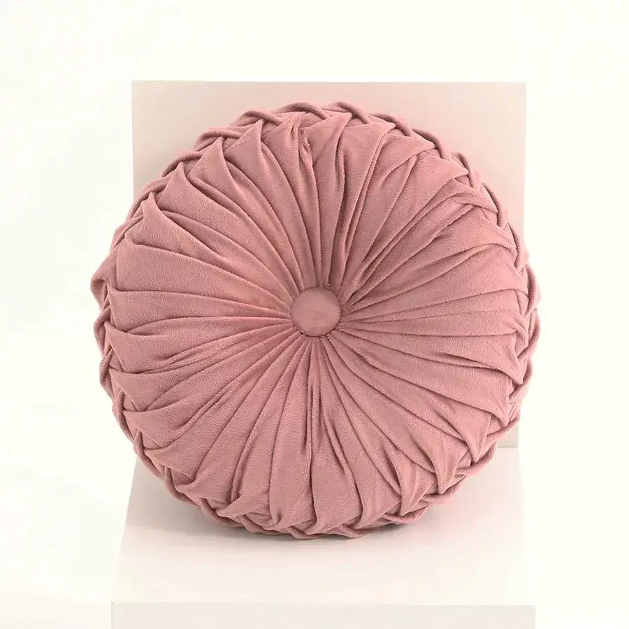 130 - Coussin de chaise rond plissé rose - Coussin Chaise