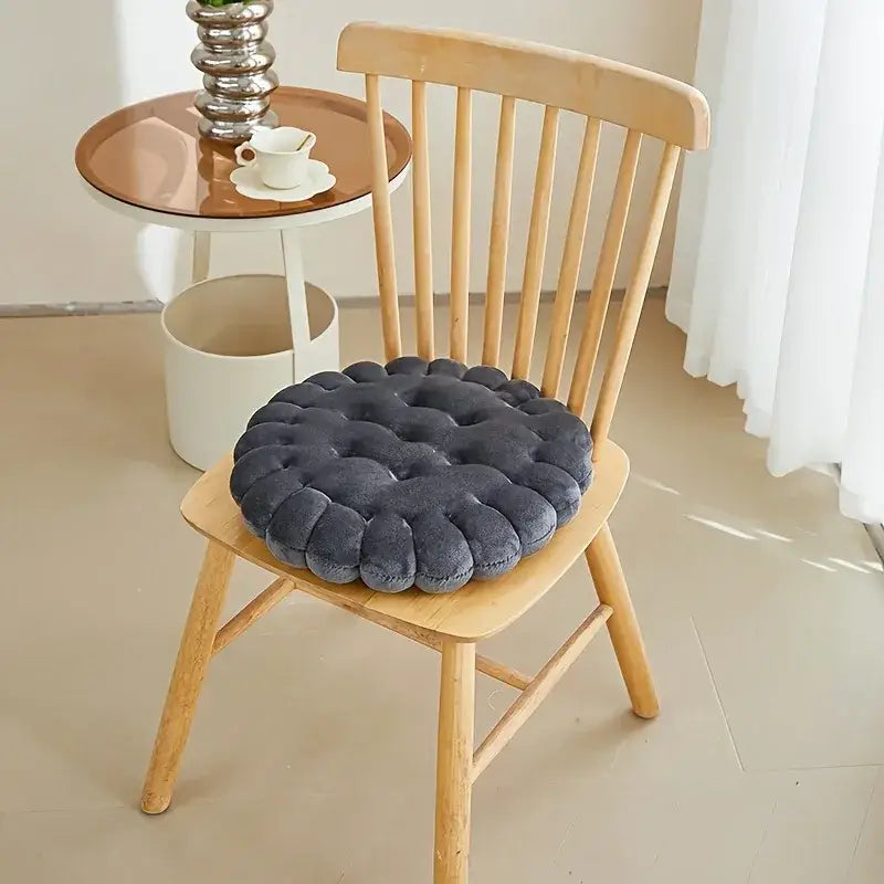 136 - Coussin de chaise épais rond noir - Coussin Chaise