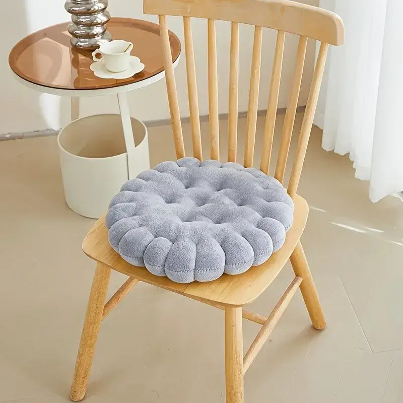 137 - Coussin de chaise épais rond gris - Coussin Chaise