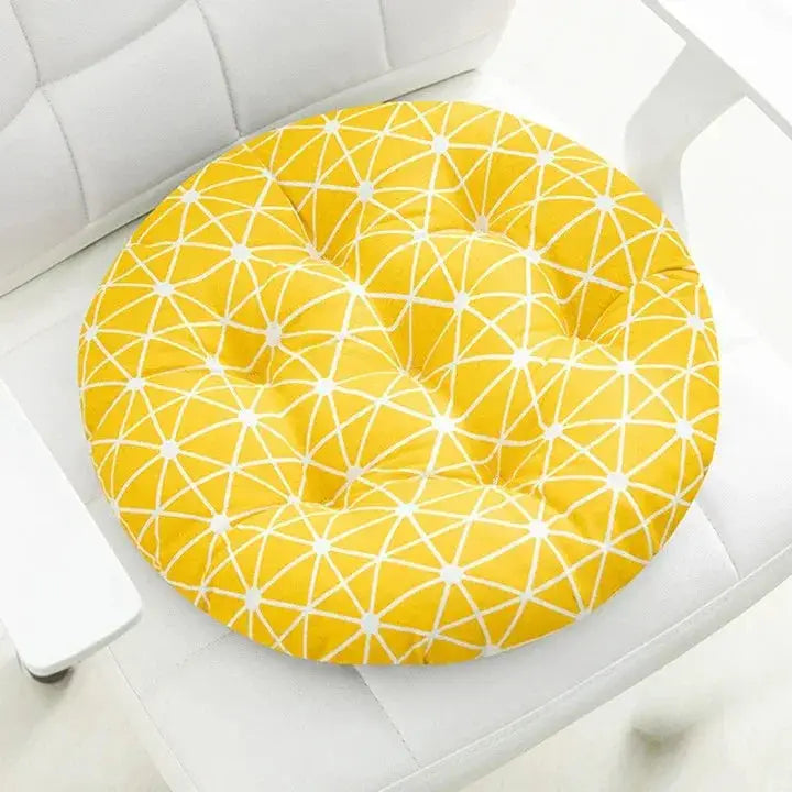 14 - Coussin de chaise rond jaune - Coussin Chaise