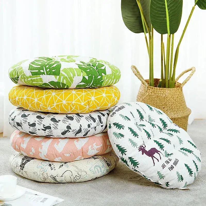 17 - Coussin de chaise rond motif triangles multicolores - Coussin Chaise