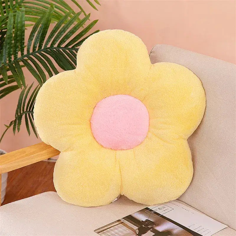 31 - Coussin de chaise rond fleur jaune - Coussin Chaise