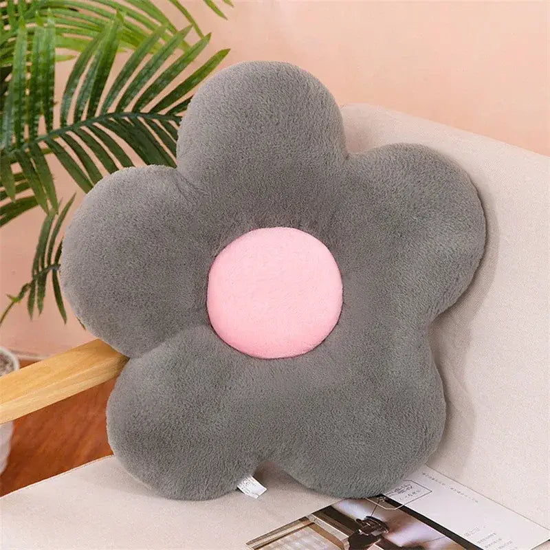 32 - Coussin de chaise rond fleur gris - Coussin Chaise