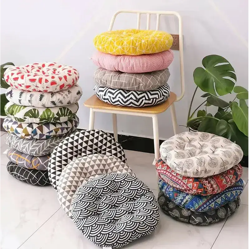 6 - Coussin de chaise rond gris - Coussin Chaise