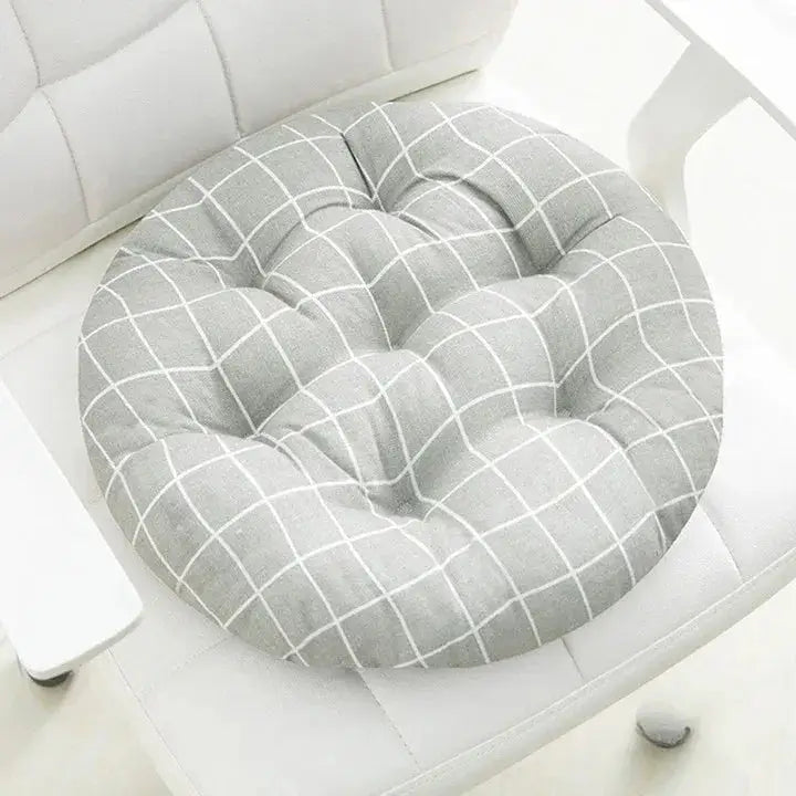 6 - Coussin de chaise rond gris - Coussin Chaise