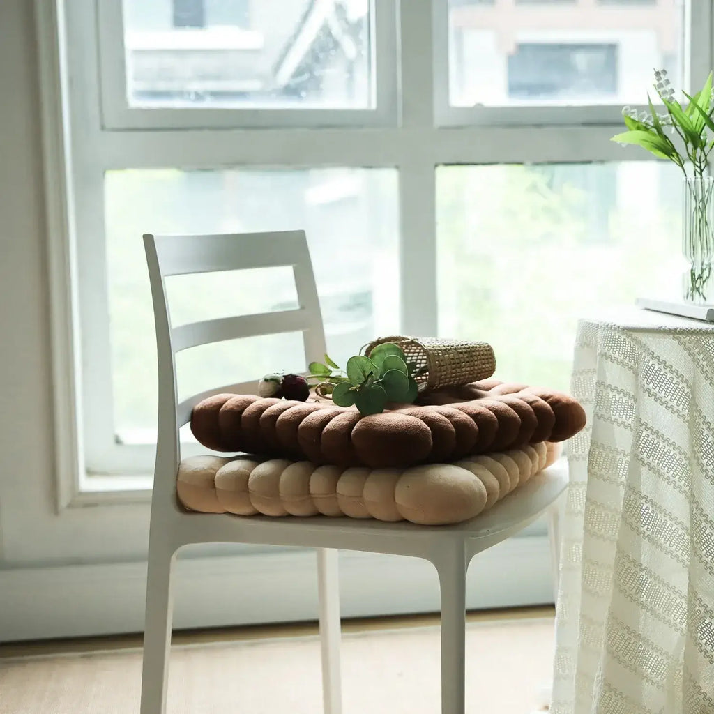 91 - Coussin de chaise épais carré beige - Coussin Chaise