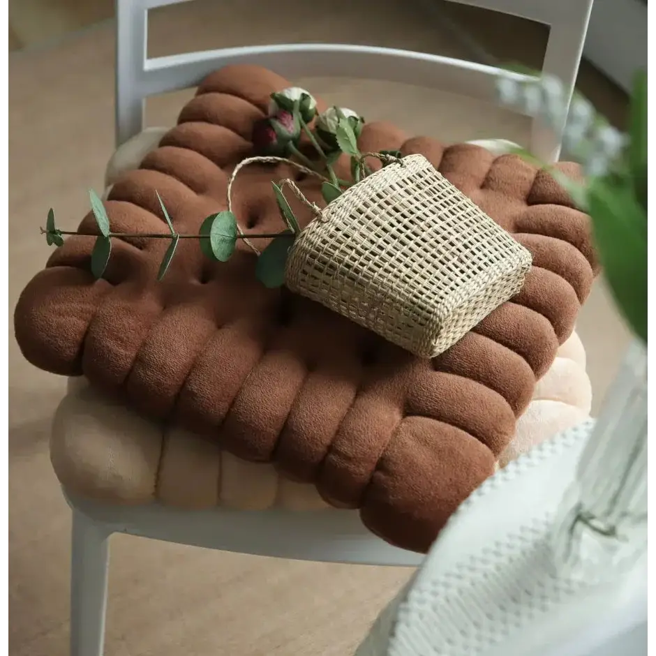 91 - Coussin de chaise épais carré beige - Coussin Chaise