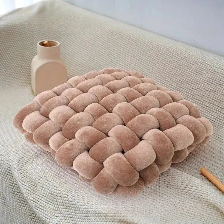 96 - Coussin de chaise épais tressé kaki - Coussin Chaise