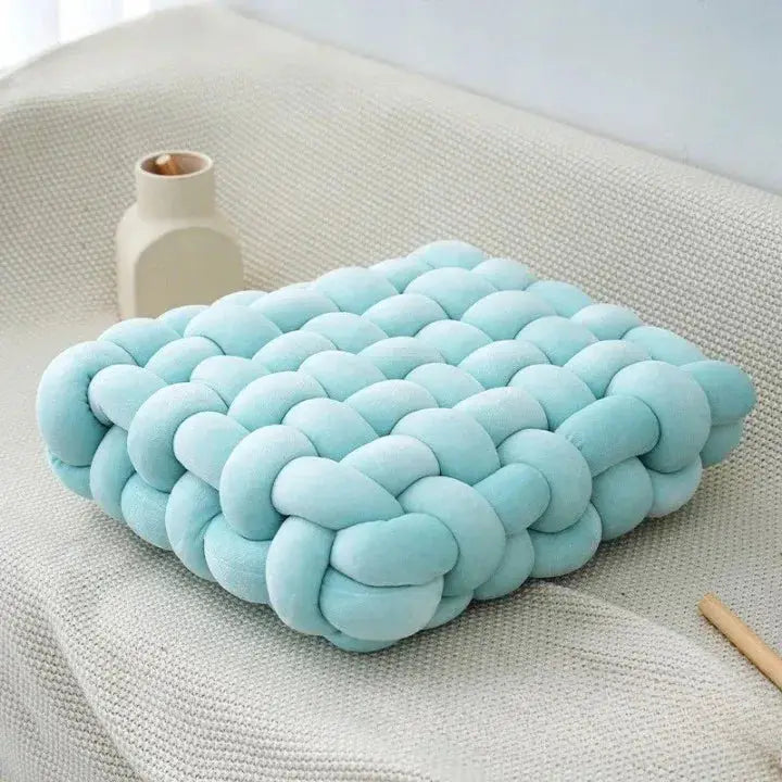 97 - Coussin de chaise épais tressé bleu clair - Coussin Chaise