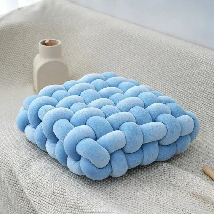 98 - Coussin de chaise épais tressé bleu - Coussin Chaise