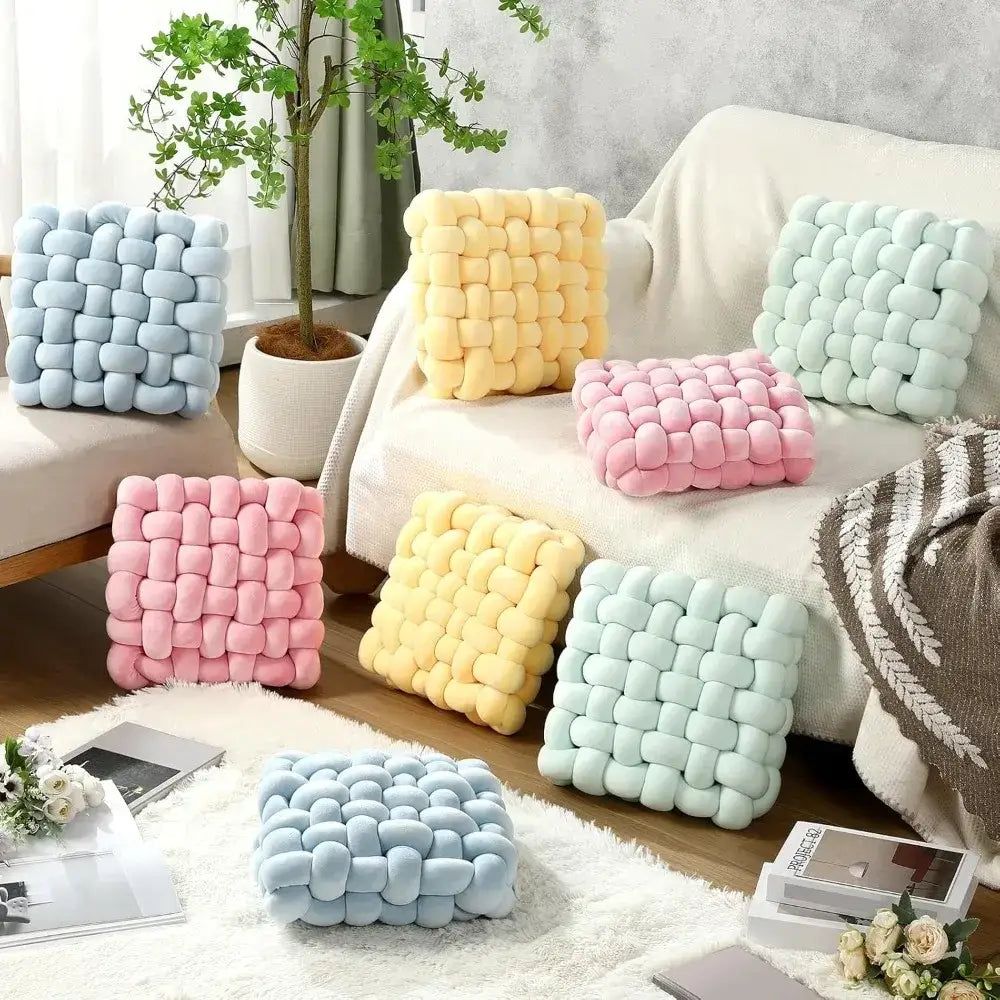 98 - Coussin de chaise épais tressé bleu - Coussin Chaise