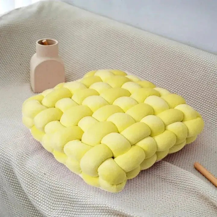 99 - Coussin de chaise épais tressé jaune - Coussin Chaise