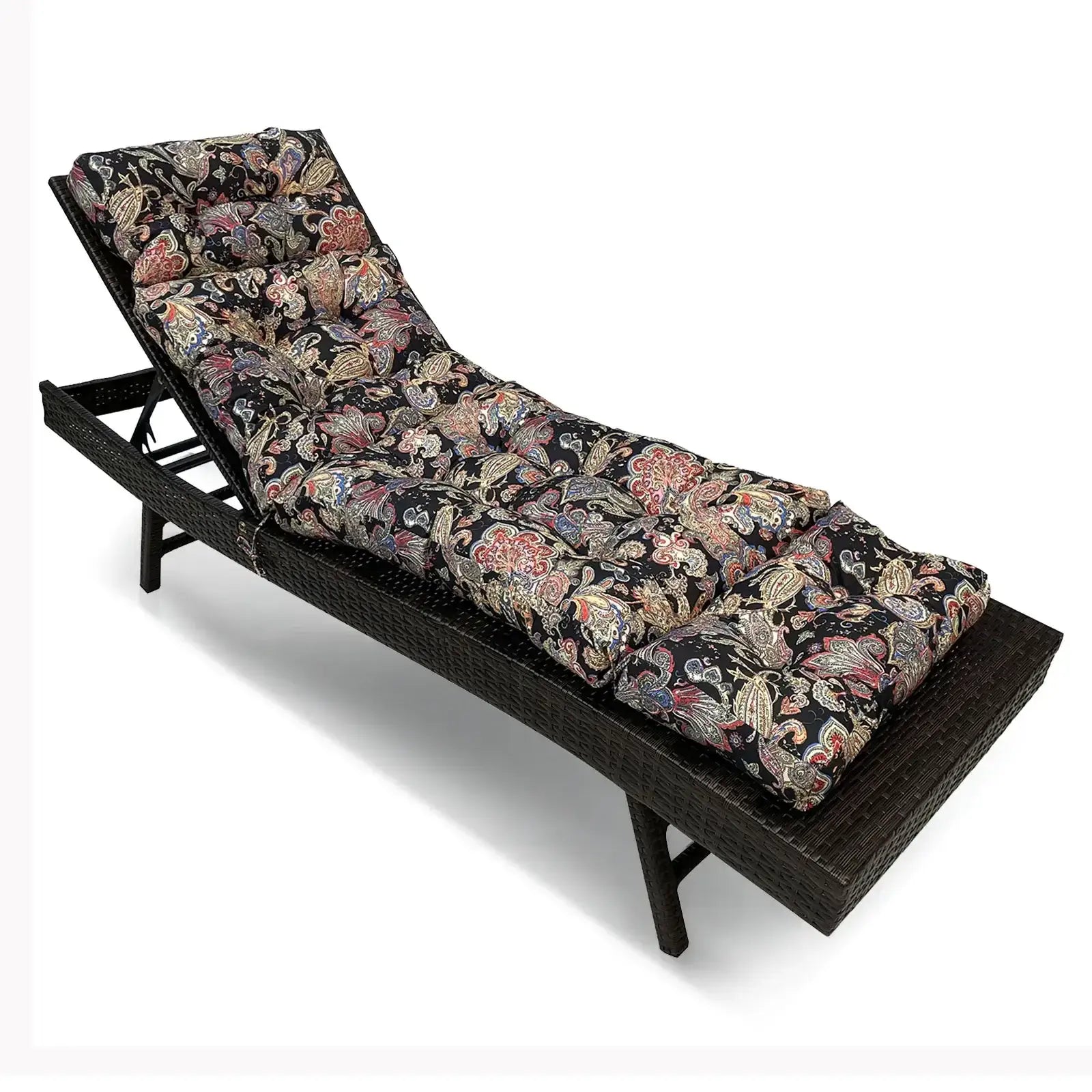 Coussin chaise longue imperméable Black pink flower - Coussin Chaise
