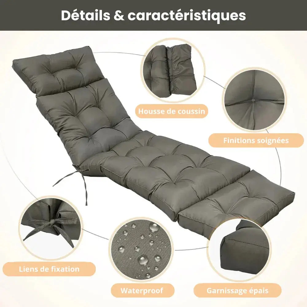 Coussin chaise longue imperméable vert - Coussin Chaise