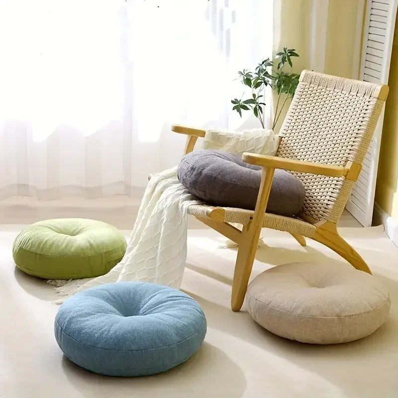 Coussin de chaise épais en lin gris - Coussin Chaise