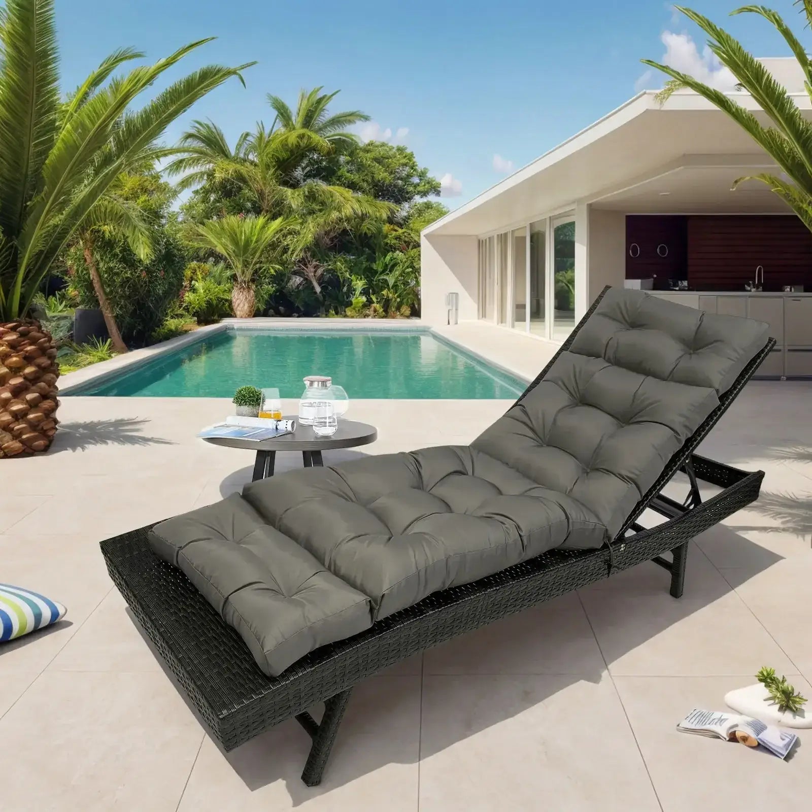 Coussin pour bain de soleil imperméable Green leaves - Coussin Chaise