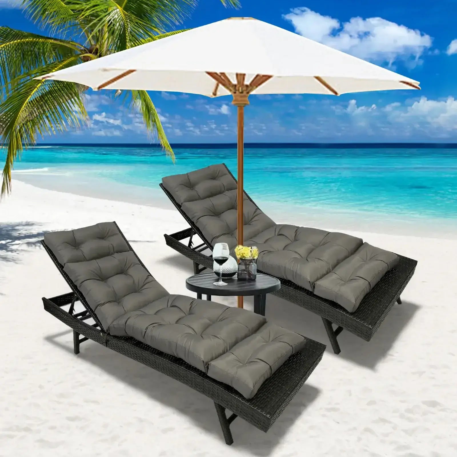 Coussin pour bain de soleil imperméable gris - Coussin Chaise