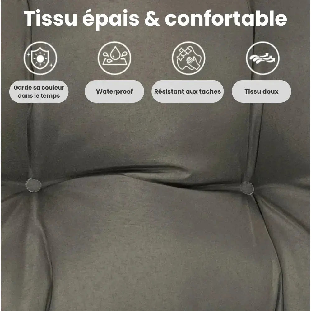 Coussin pour bain de soleil imperméable gris - Coussin Chaise
